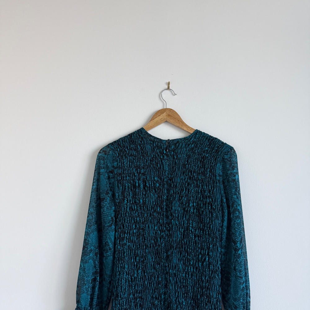 MISA Los Angeles Roisin Dress in Snake Teal Blue Long Sleeve Small NWT $370 - Picture 8 of 10